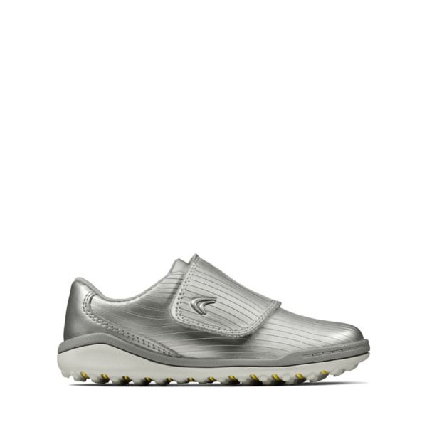Clarks Girls Circuit Swift Toddler Trainers Silver | CA-654978